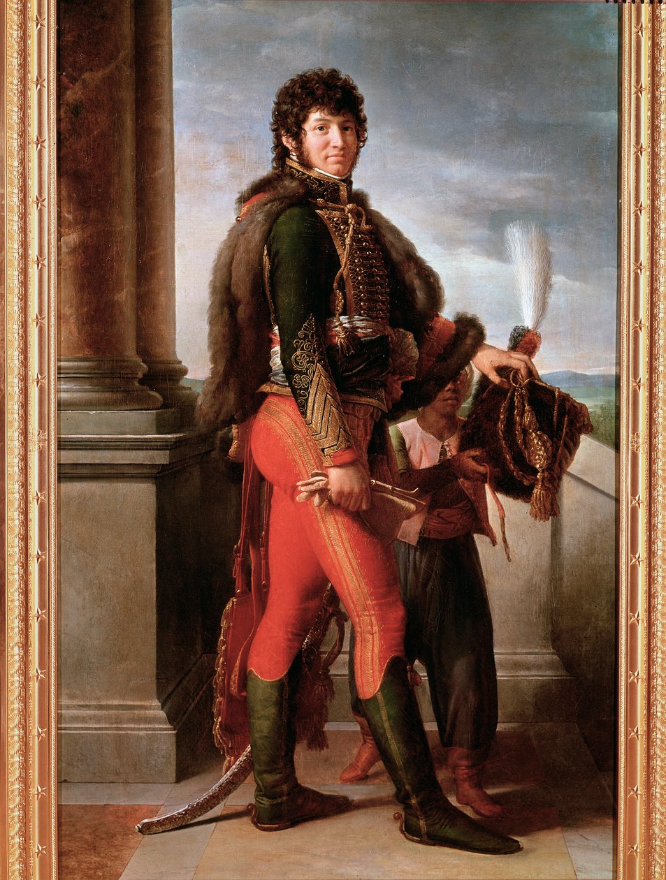 Portret Joachima Murata w mundurze husarskim, detal (olej na płótnie) autorstwa Baron François Pascal Simon Gérard