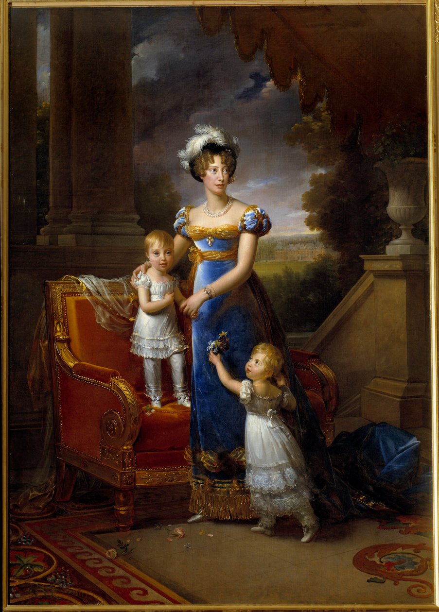 Portret Marie Caroline, księżniczki dwóch Sycylii, księżnej Berry (1798-1870) i jej dzieci Obraz Francois Gerard (1770-1837) 1820 Nd. 0,4x0,3 m² autorstwa Baron François Pascal Simon Gérard