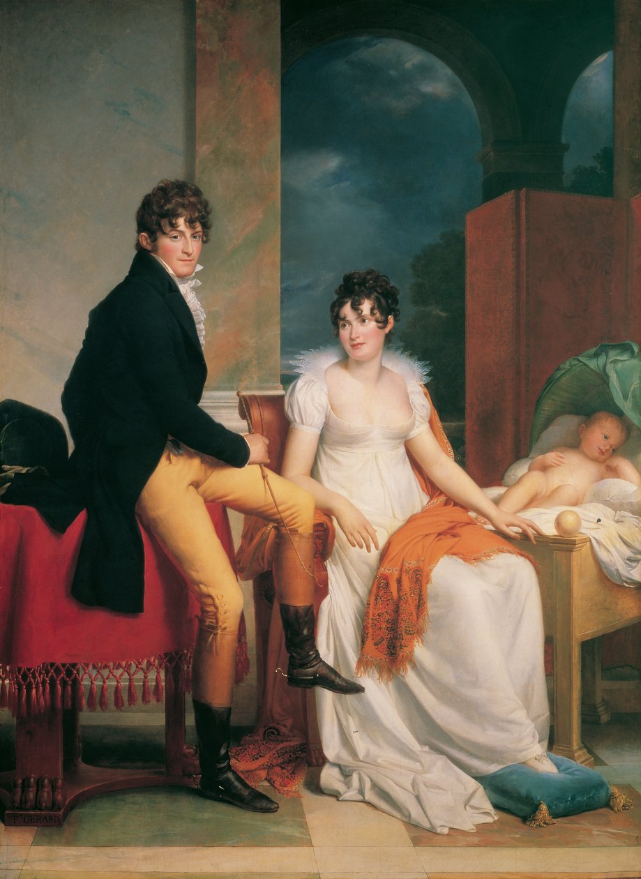Moritz Christian Reichsgraf von Fries z żoną Marią Teresą Józefą z domu księżnej Hohenlohe-Waldenburg-Schillingsfürst i ich synem Moritzem autorstwa Francois Pascal Simon Gerard