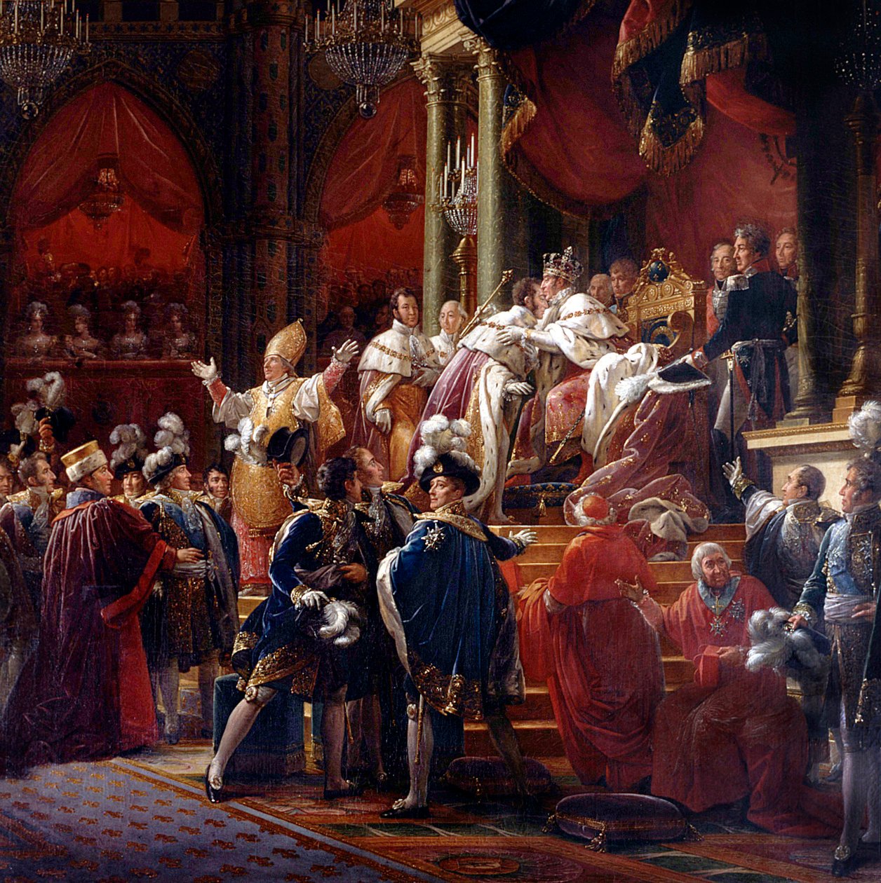 Koronacja króla Karola X, 29 maja 1825 r. w katedrze w Reims, ok. 1827 r. (więcej) autorstwa Francois Pascal Simon Gerard