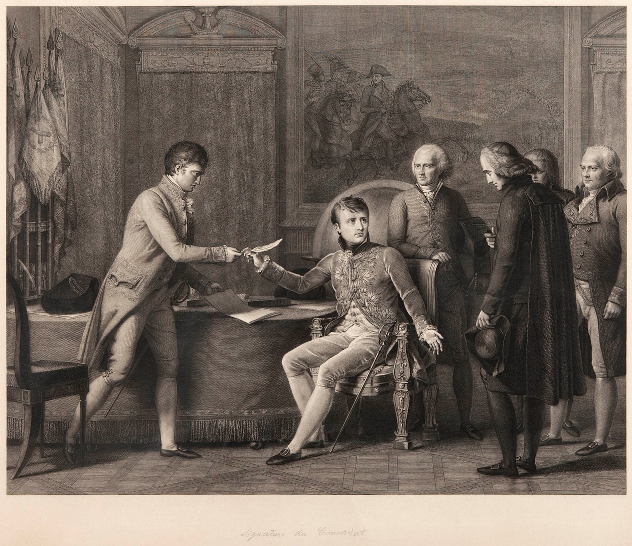 Podpisanie konkordatu między Francją a Stolicą Apostolską w dniu 15 lipca 1801 r. autorstwa Francois Pascal Simon Gerard