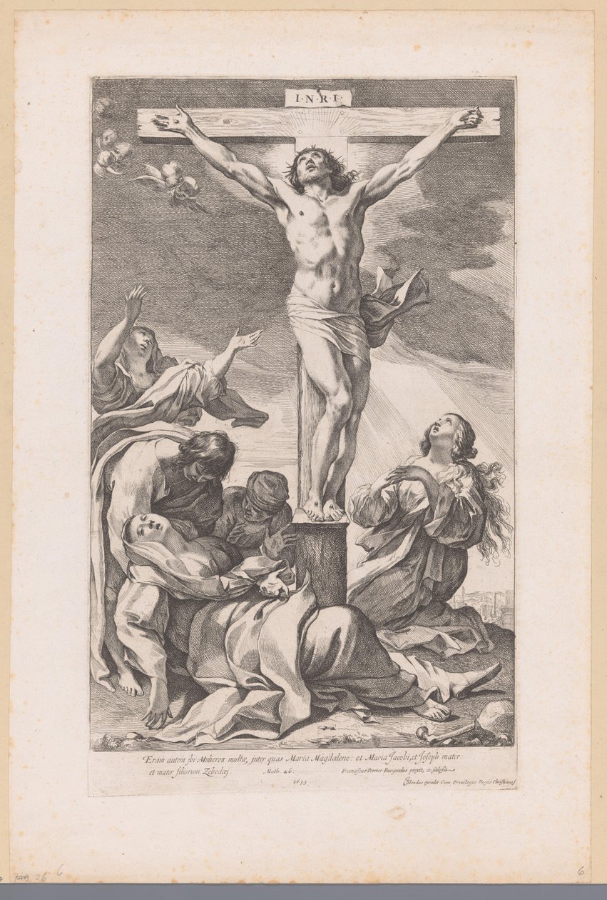 Chrystus aan het kruis Ale było tam dużo kobiet (...) (tytuł na obiekcie) autorstwa Francois Perrier