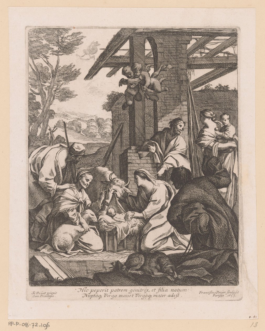 Geboorte van Christus Tu matka urodziła ojca (...) (tytuł na obiekcie) autorstwa Francois Perrier