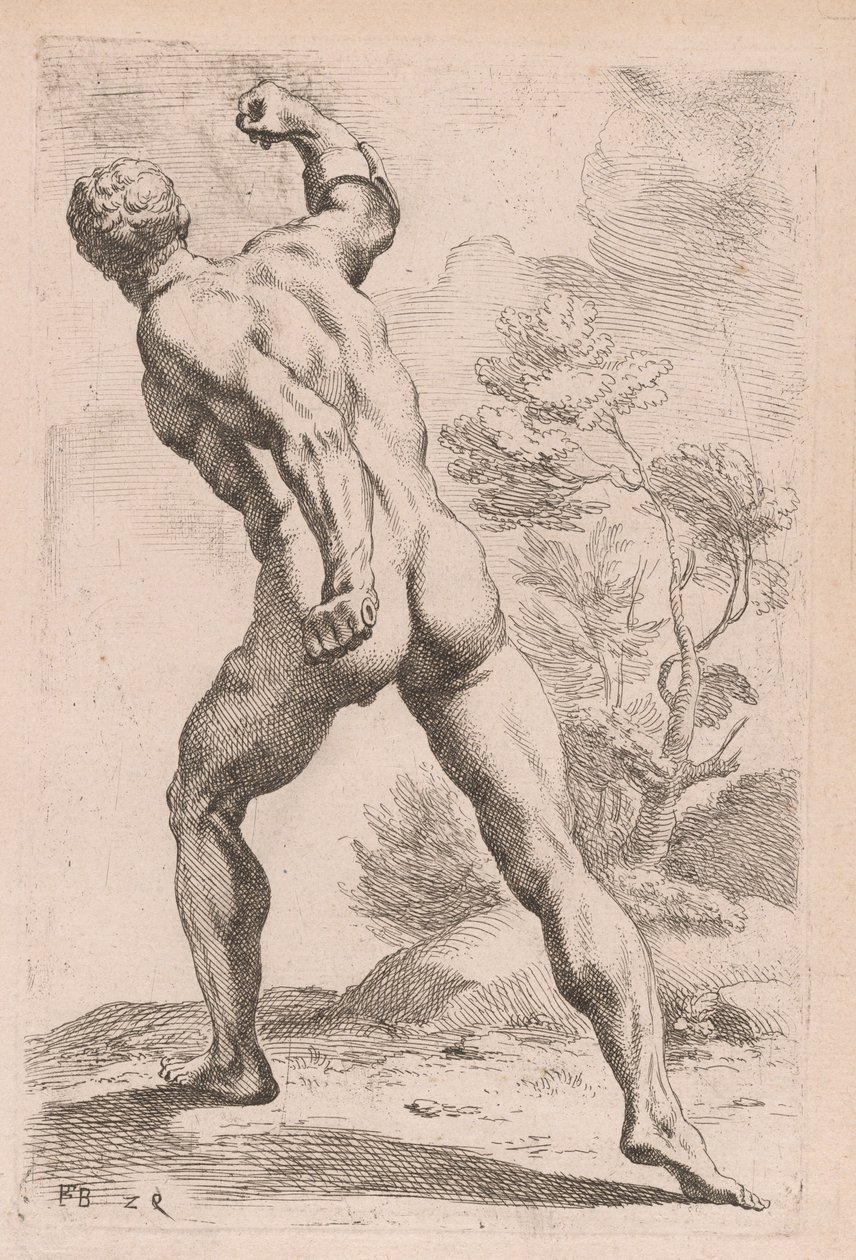 Gladiator Borghese, widok z tyłu [płyta 29] autorstwa Francois Perrier