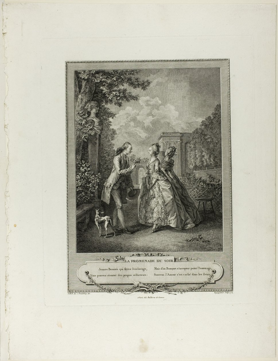 Wieczorny spacer, z Monument du Costume Physique et Moral de la fin du Dix-huitième siècle autorstwa Francois Robert Ingouf