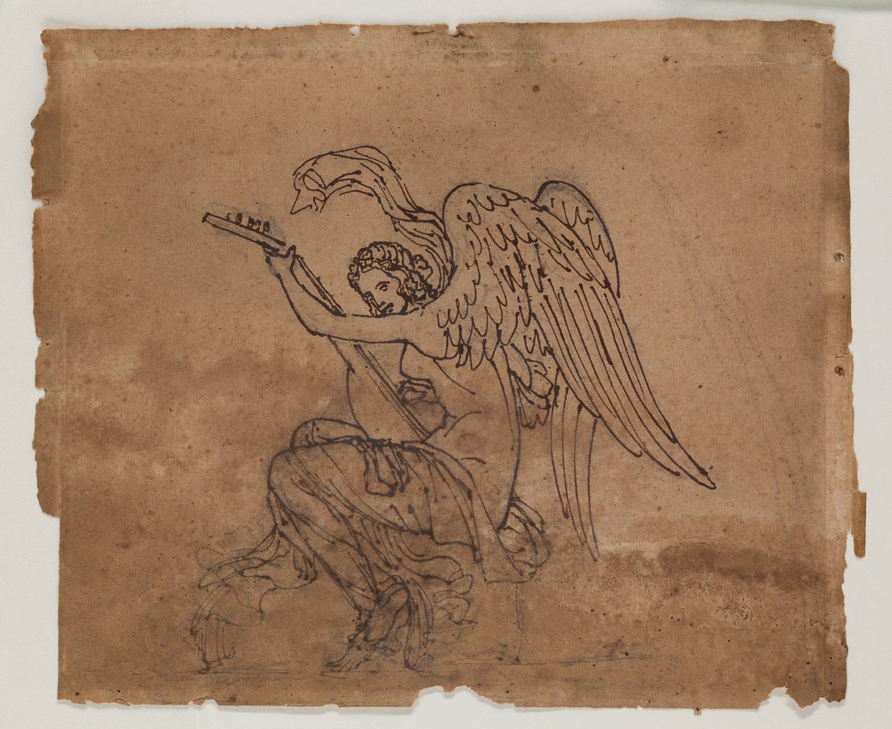 Alegoryczna postać z lutnią, ok. 1825 (tusz i kreda na papierze) autorstwa Francois Rude
