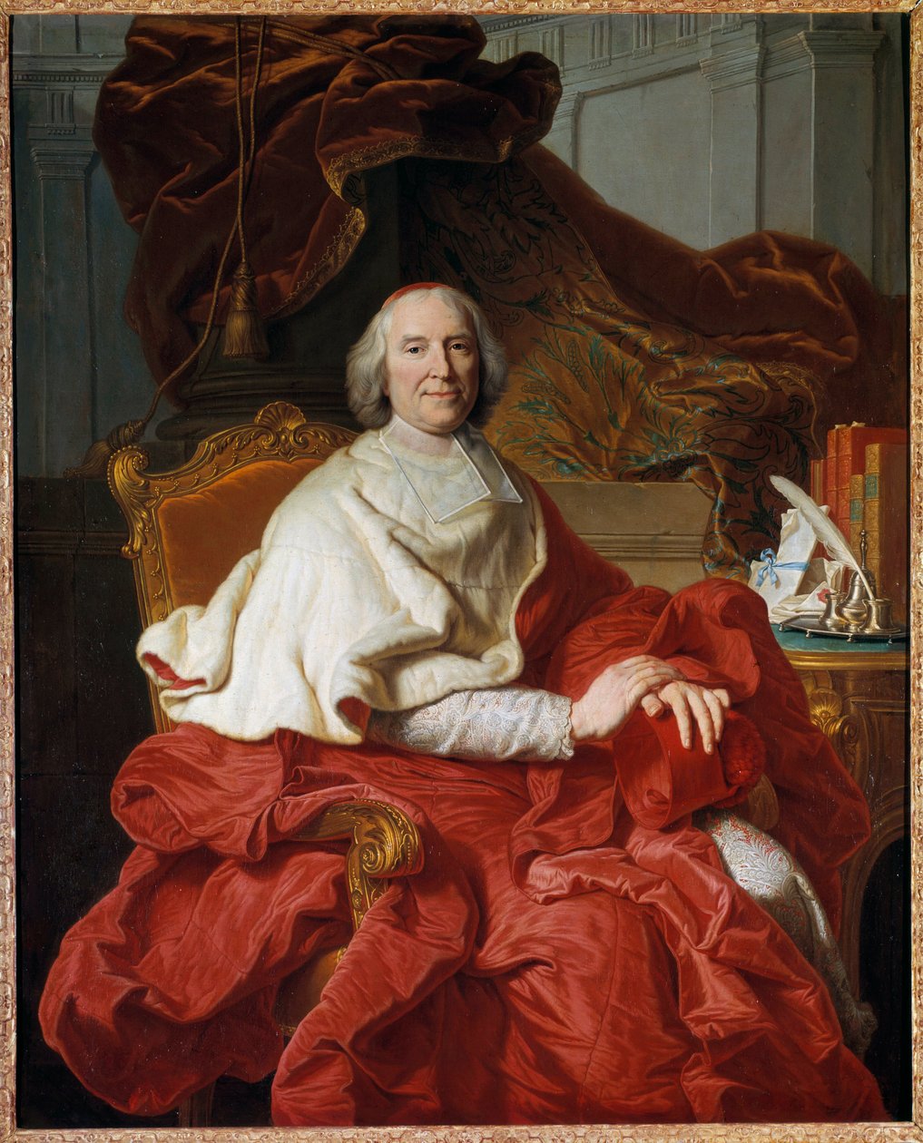 Portret Andre Herkulesa (1653-1743), kardynała Fleury, prałata i polityka Obraz Francois Stiemart (1680-1740), wg Hyacinthe Rigaud (1659-1743) XVIII-wieczne słońce. 1,6x1,29 m - Portret Andre Herkulesa (1653-1743), prałata kardynała Fleury i autorstwa Francois Stiemart