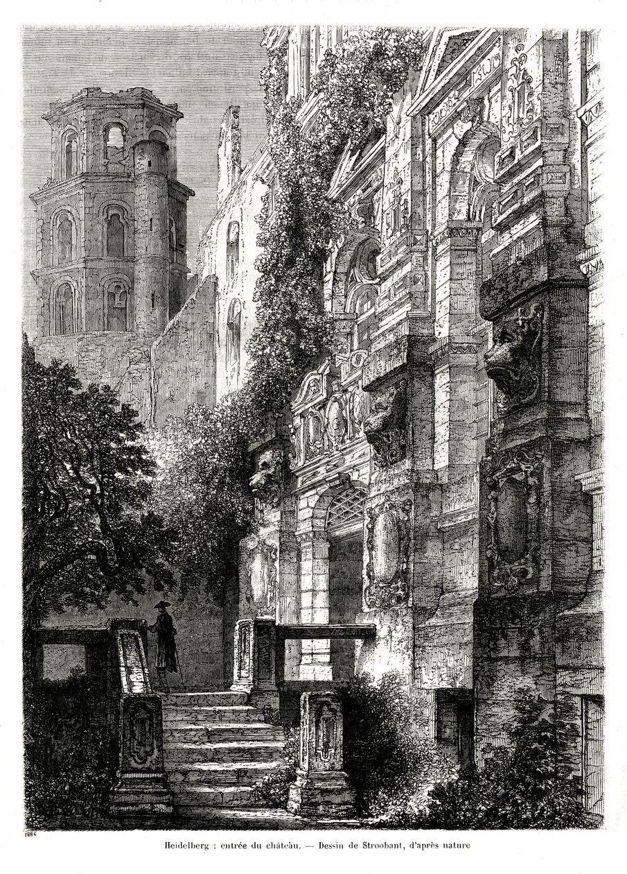 Zamek w Heidelbergu, Niemcy, 1886 r. autorstwa Francois Stroobant