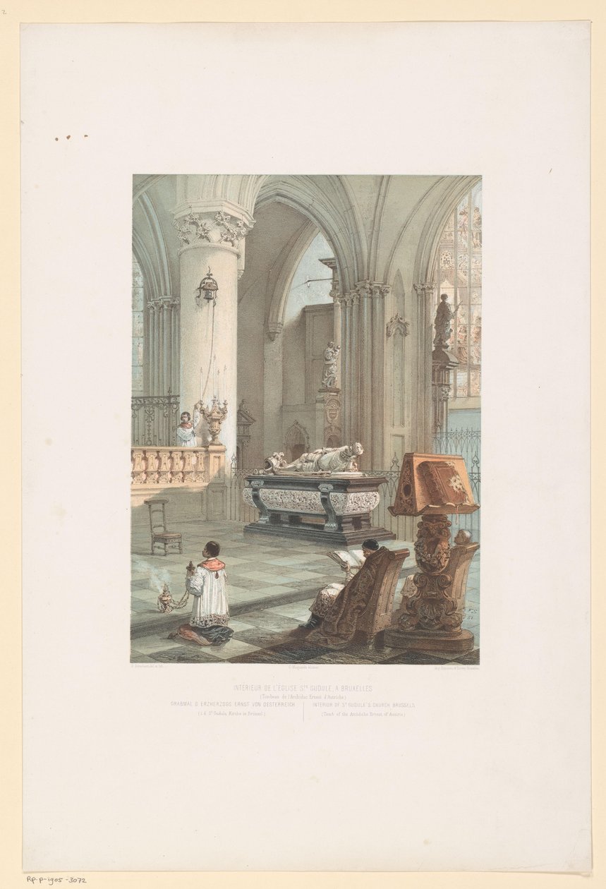 Wnętrze Sint-Michiel-en-Sint-Goedelekathedraal w Brukseli z grobowcem Ernsta van Oosternijka Wnętrze kościoła św. Gudule w Brukseli (Grobowiec arcyksięcia Ernesta d