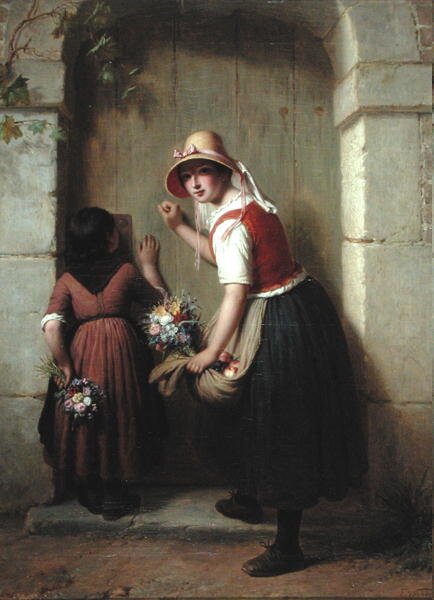 Sprzedawcy kwiatów (olej na płótnie) autorstwa Francois Verheyden