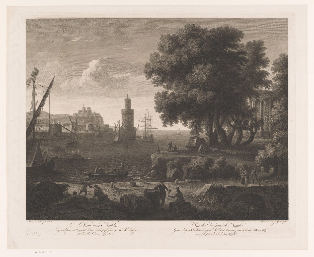 Widok na wybrzeże w pobliżu Neapolu Widok w pobliżu Neapolu / Vüe des Environs de Naples (tytuł na obiekcie) autorstwa Francois Vivares
