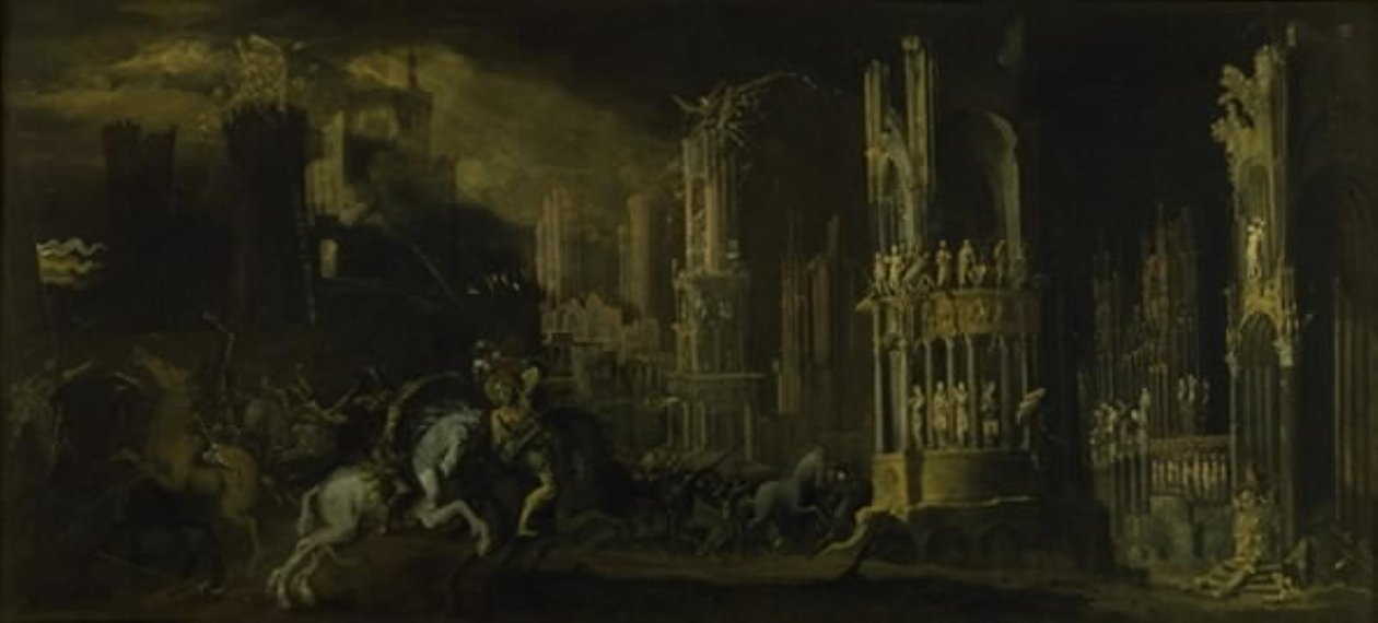 Fantazja architektoniczna z nawróceniem Saula (św. Paweł) autorstwa Francois de Nome