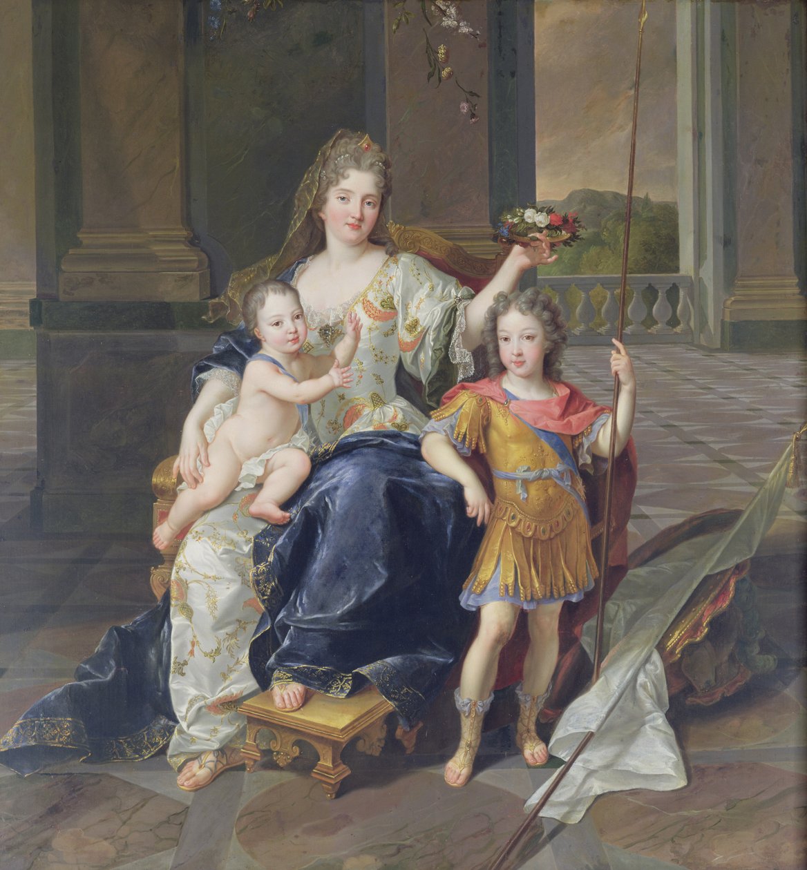 Księżna de la Ferte z księciem Bretanii i księciem Anjou (Ludwik XV) c.1712 (olej na płótnie) autorstwa Francois de Troy