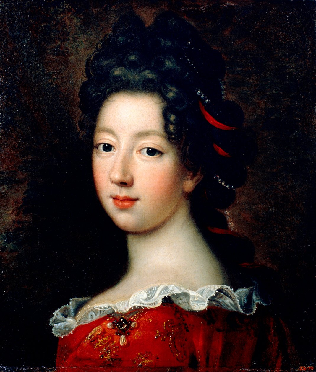 Louise Francoise de Bourbon, Mademoiselle de Nantes (1673-1743) - Troy, Francois, de (1645-1730) - ca 1690 - Olej na płótnie - 47,5x40,5 - Museu Nacional d