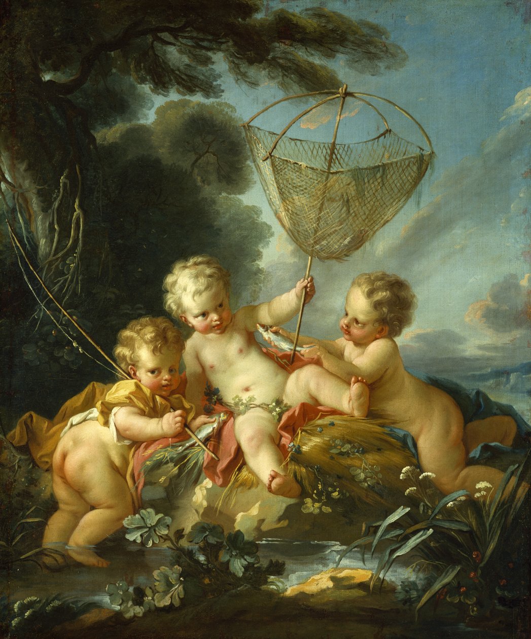 Putti jako rybak, ok.1744 autorstwa François Boucher