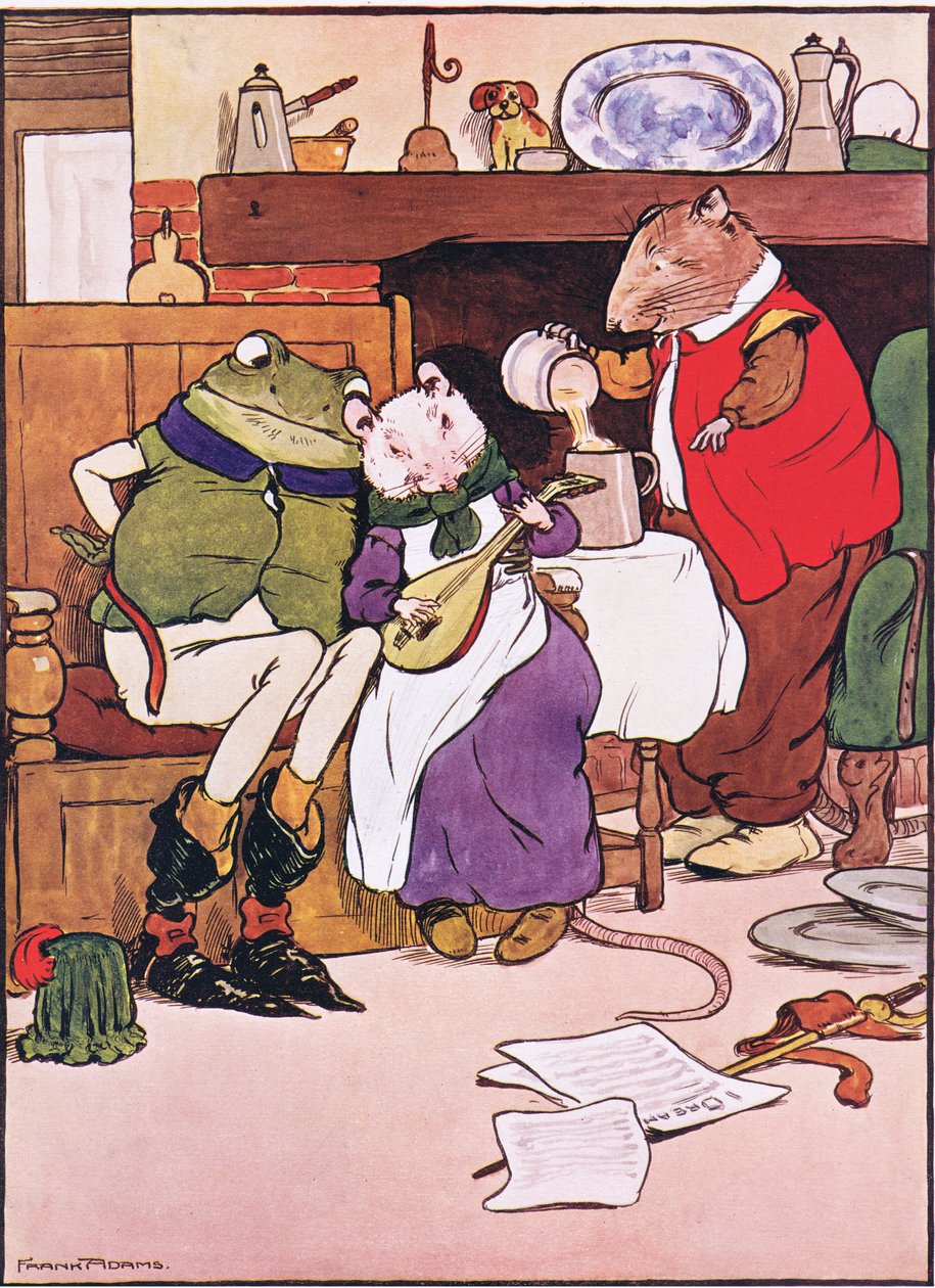 Zaśpiewam ci piosenkę, którą właśnie wymyśliłem, ilustracja z „The Frog would a Wooing Go” Charlesa H. Bennetta, 1916 autorstwa Frank Adams