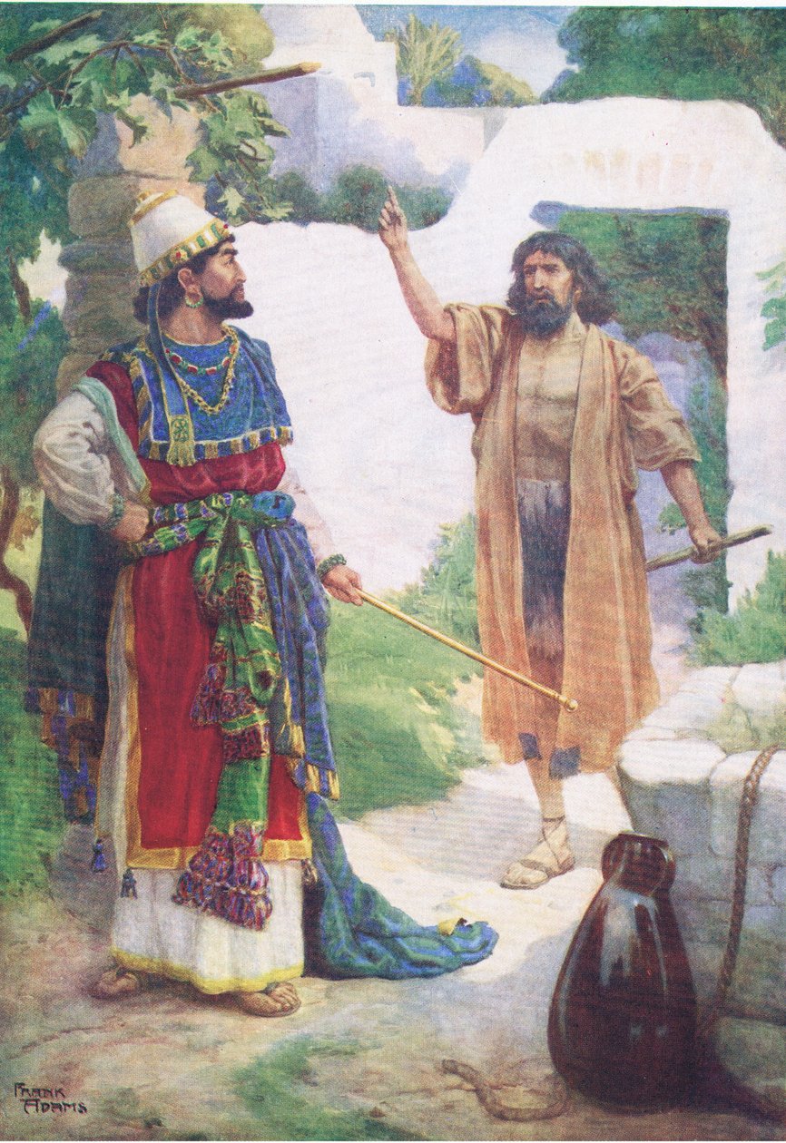 Winnica Nabota, z The Bible Picture Book, wydanej przez Thomas Nelson, ok. 1950 r. autorstwa Frank Adams