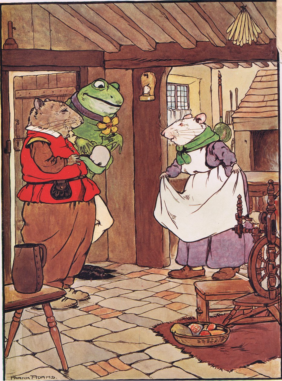Módl się, pani Mysz, czy jesteś w środku, ilustracja z „Żaby zalotna” Charlesa H. Bennetta, 1916 autorstwa Frank Adams