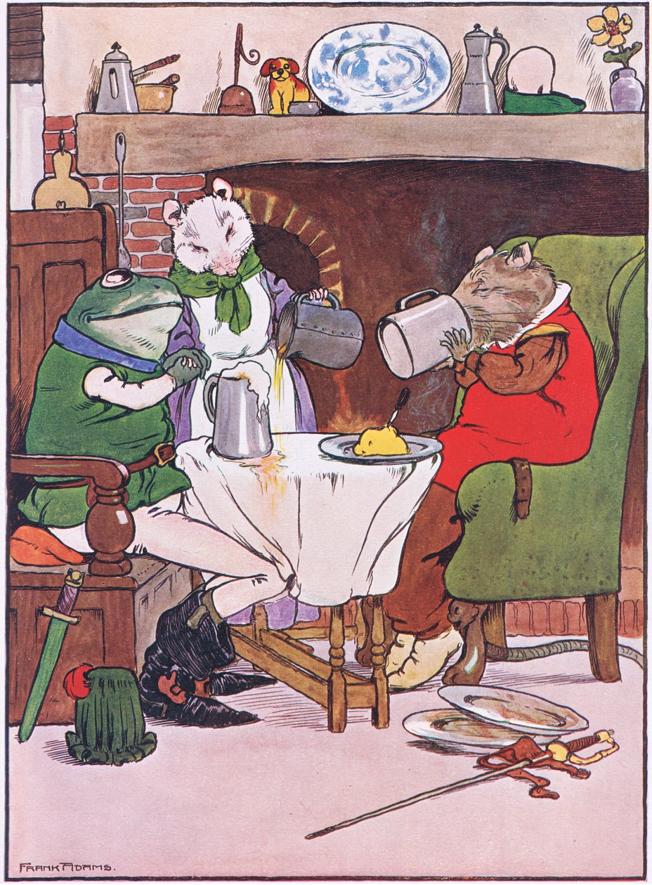 Módl się, Pani Myszo, czy dasz nam piwo, ilustracja z książki Charlesa H. Bennetta „Żaba zalotna”, 1916 autorstwa Frank Adams