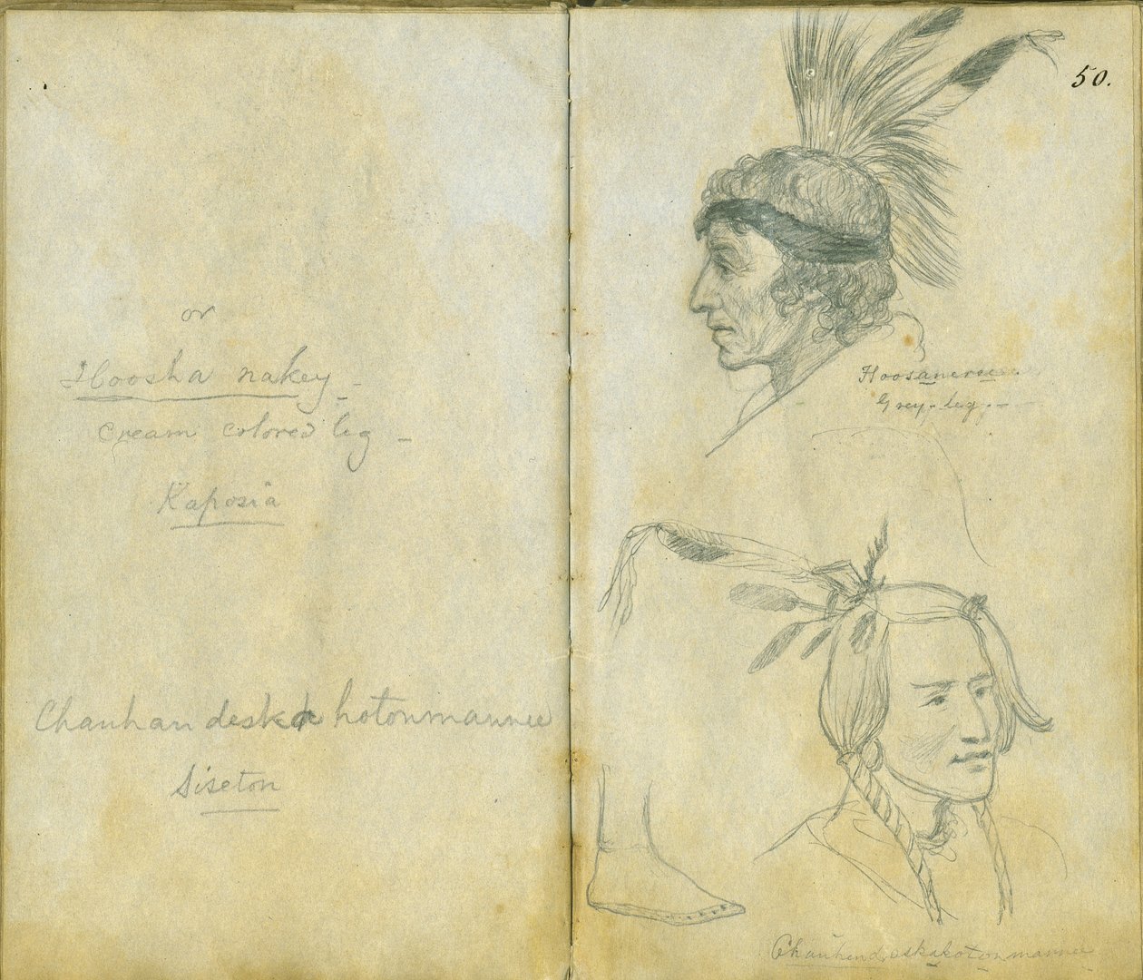 Portrety Szarej Nogi i niezidentyfikowanego mężczyzny Sisseton, 1851 autorstwa Frank Blackwell Mayer