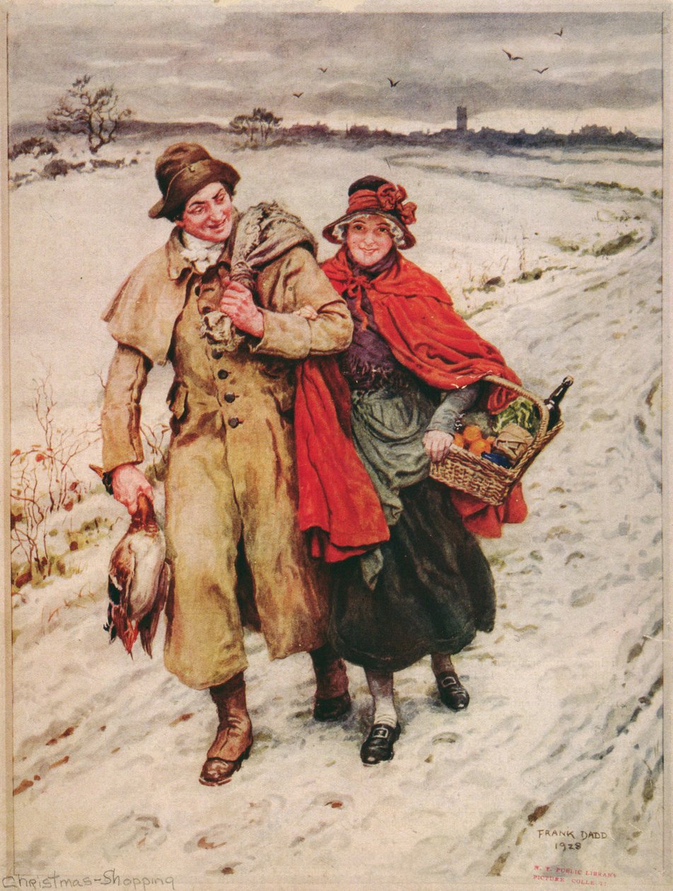 Zakupy świąteczne, kartka świąteczna autorstwa Frank Dadd