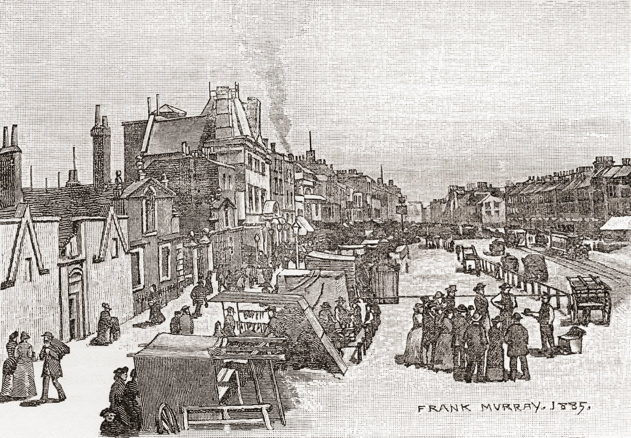 Whitechapel Road, Londyn, Anglia, 1885 r. autorstwa Frank Murray