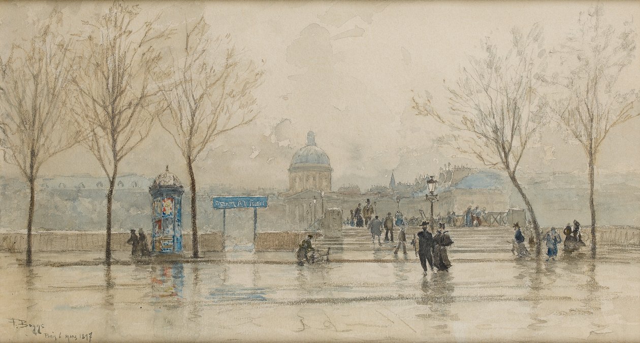 Pont des Arts, Paryż, 6 marca 1897 (wc na papierze) autorstwa Frank Myers Boggs