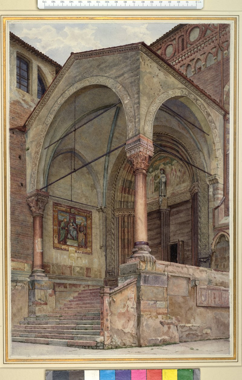 Kruchta Północna San Fermo Maggiore, Werona, Włochy, ok. 1930 r. 1884 akwarela na papierze tkanym autorstwa Frank Randal