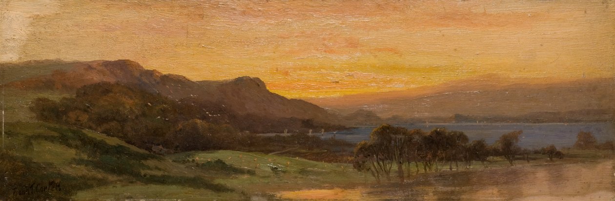 Zachód słońca, scena nad jeziorem autorstwa Frank Thomas Carter