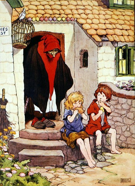 Ilustracja z „Pięknej księgi rymowanek, opowiadań i obrazków”, wydanej przez Blackie & Son (kolor lito) autorstwa Frank Adams