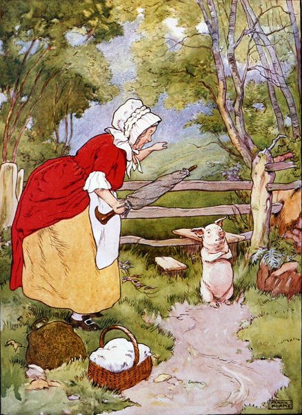 Ilustracja z „Pięknej księgi rymowanek, opowiadań i obrazków”, wydanej przez Blackie & Son (kolor lito) autorstwa Frank Adams