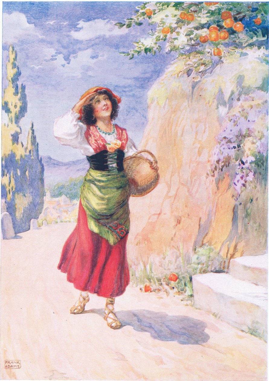 Pippa Passes, z Pippa Passes Roberta Browninga (1812-89) zilustrowane w opowiadaniach dla dzieci z The Poets M.B.Belgrave i H.Hart autorstwa Frank Adams