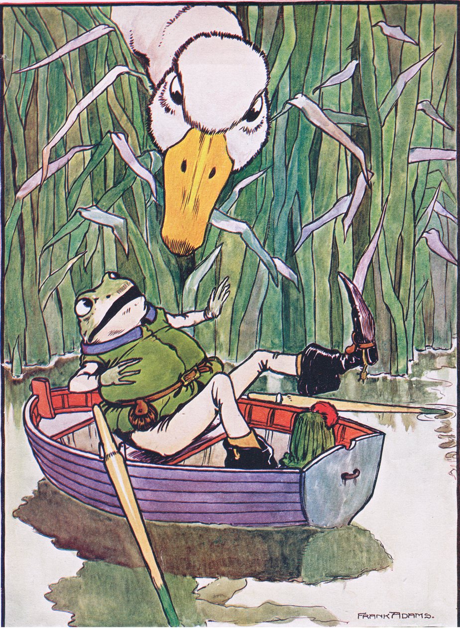 „Quack”, co za przerażenie, ilustracja z „Żaby zaloty”, Charlesa H. Bennetta, 1916 autorstwa Frank Adams