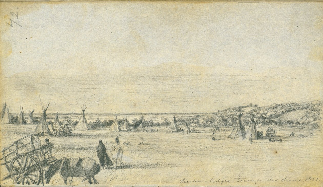 Siseton Lodges, Traverse des Sioux, 1851 autorstwa Frank Blackwell Mayer