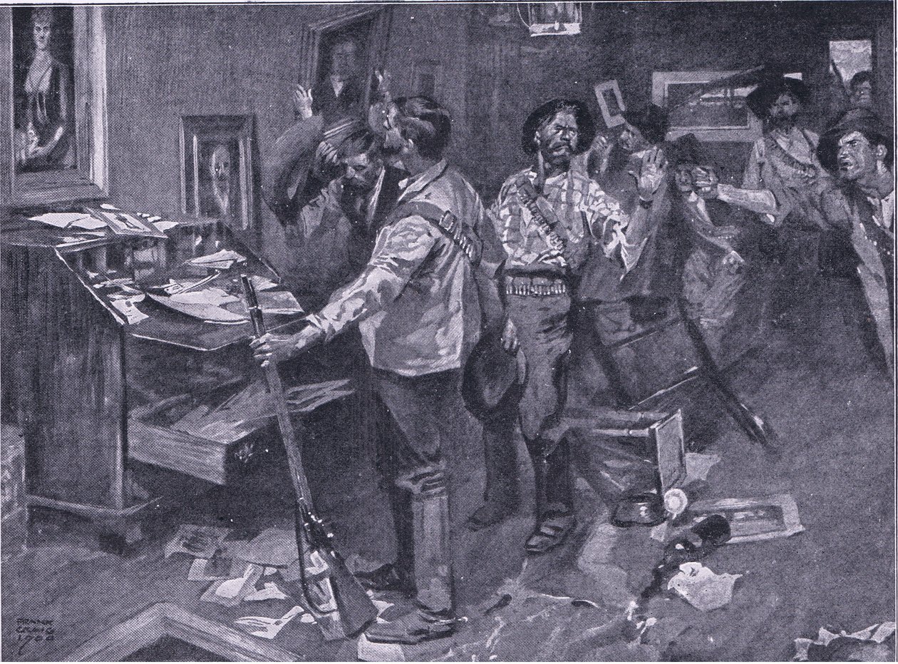 Szanowany nawet przez wrogów: incydent z najazdem Burów na Natal, ilustracja z After Pretoria: The Guerilla War, 1902 autorstwa Frank Craig