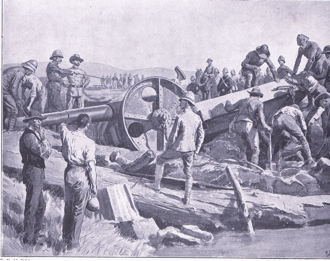 Jak zdobyć broń nad paskudnym miejscem, ilustracja z After Pretoria: The Guerilla War, 1902 autorstwa Frank Dadd