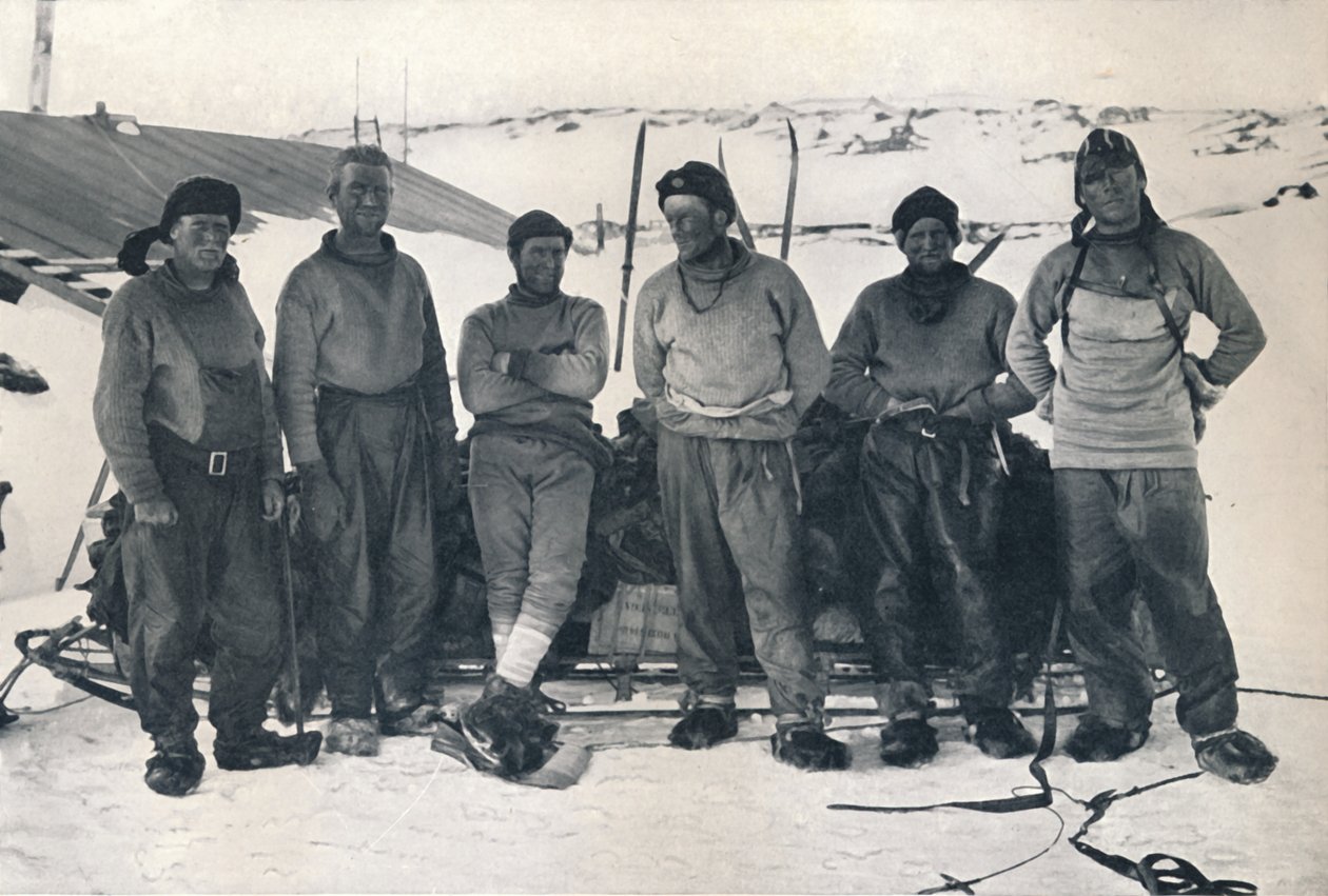 porucznik. Campbells Party po powrocie na Cape Evans, 7 listopada 1912, 1913 autorstwa Frank Debenham