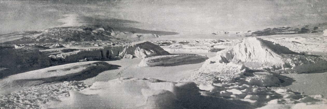 Dolny lodowiec Koettlitz, ukazujący wpływ roztopów, c1911, 1913 autorstwa Frank Debenham