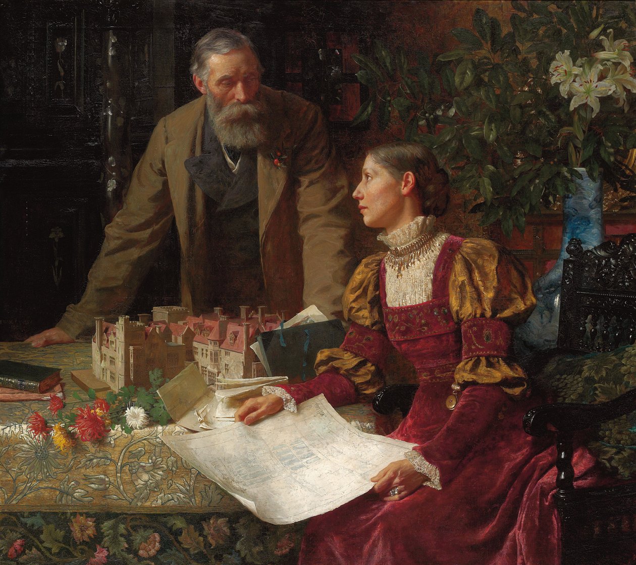 Budowniczowie domów, 1880 autorstwa Frank Dicksee