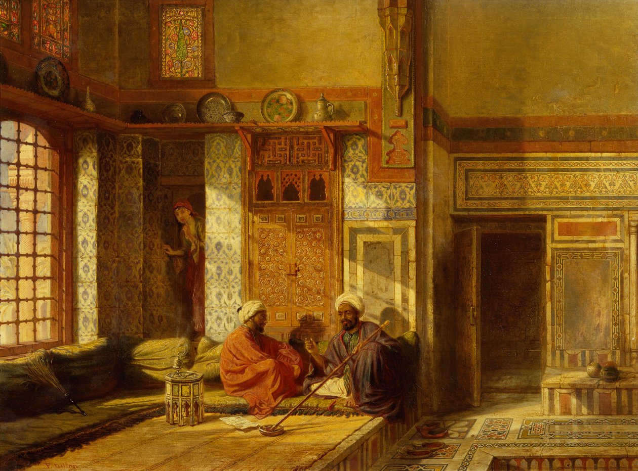 Podsłuchiwanie (olej na płótnie) autorstwa Frank Dillon