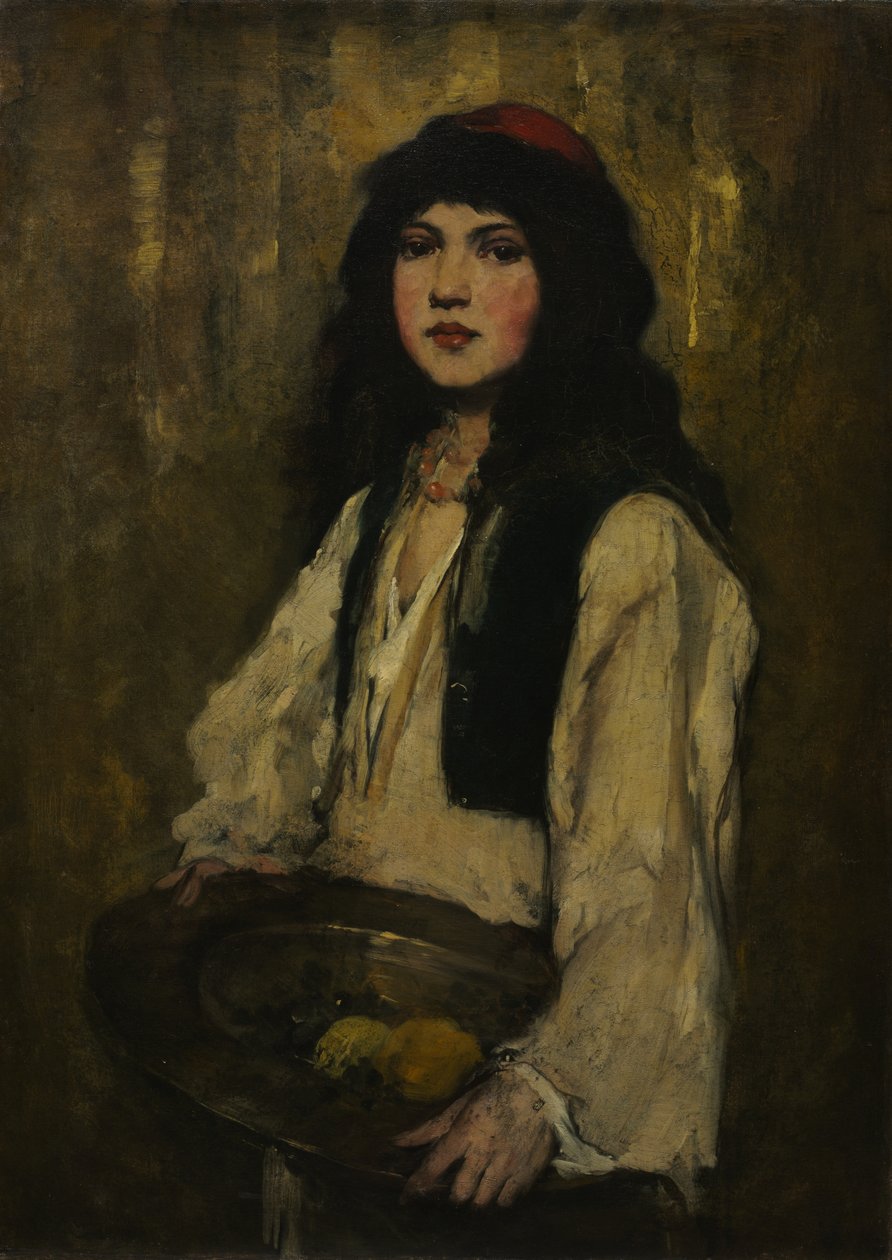 Wenecka dziewczyna, ok. 1880 (olej na płótnie) autorstwa Frank Duveneck