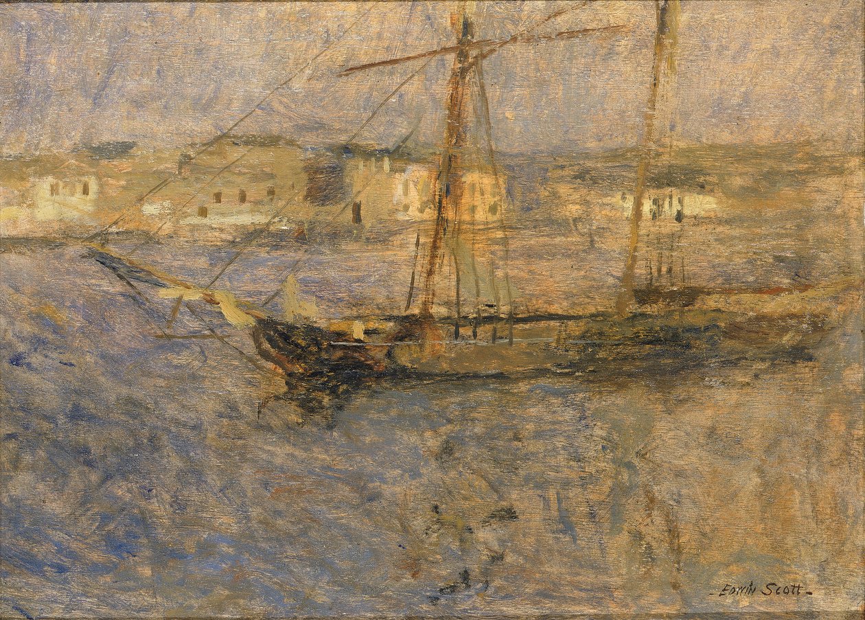 Statki w Anchor, Cherbourg no. ja, b.d. autorstwa Frank Edwin Scott