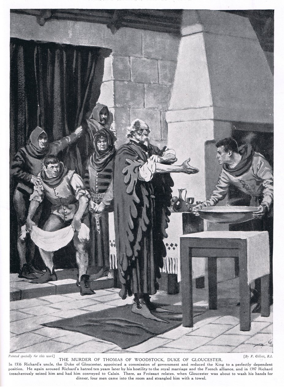 Morderstwo Thomasa Woodstocka, księcia Gloucester AD1336, 1920 autorstwa Frank Gillett