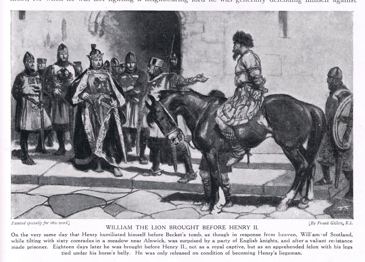 Wilhelm lew przyprowadzony przed Henryka II, lata 20. autorstwa Frank Gillett
