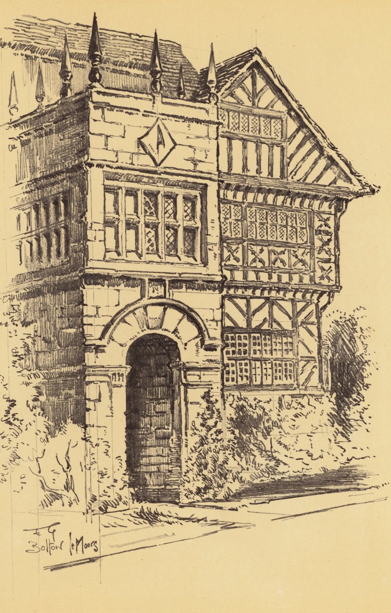 Hall-i-th-Wood, Bolton-le-Moors (litografia) autorstwa Frank Greenwood
