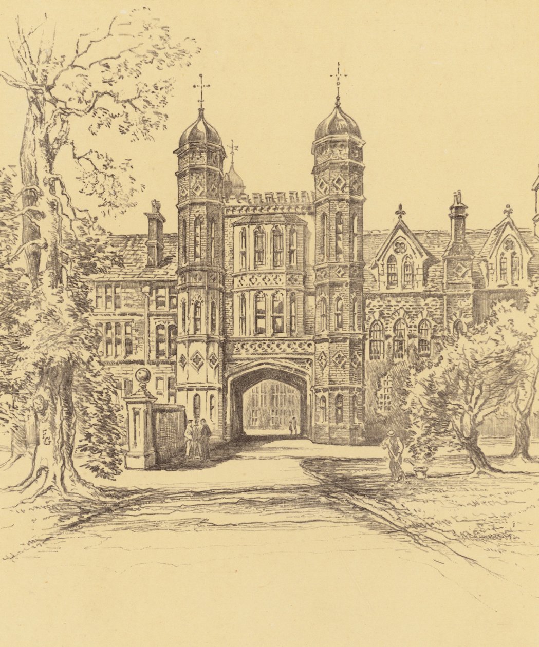 Rossall School (litografia) autorstwa Frank Greenwood