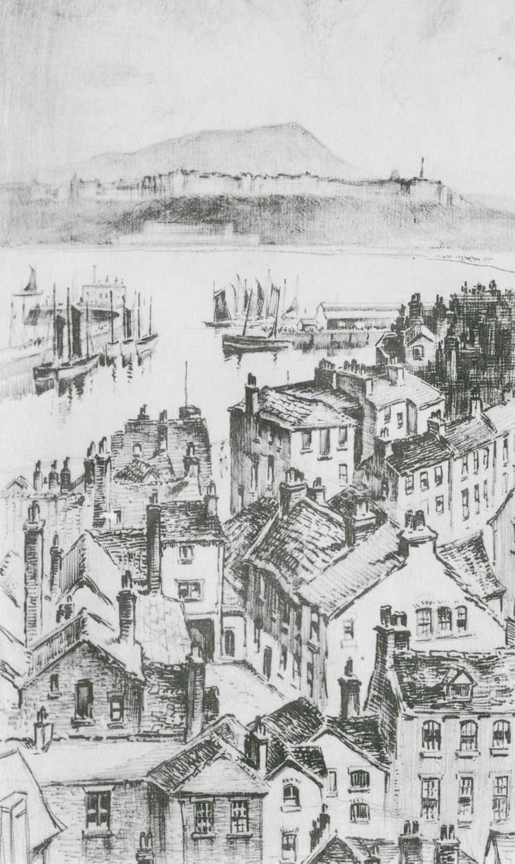 Scarborough z Castle Hill (litografia) autorstwa Frank Greenwood