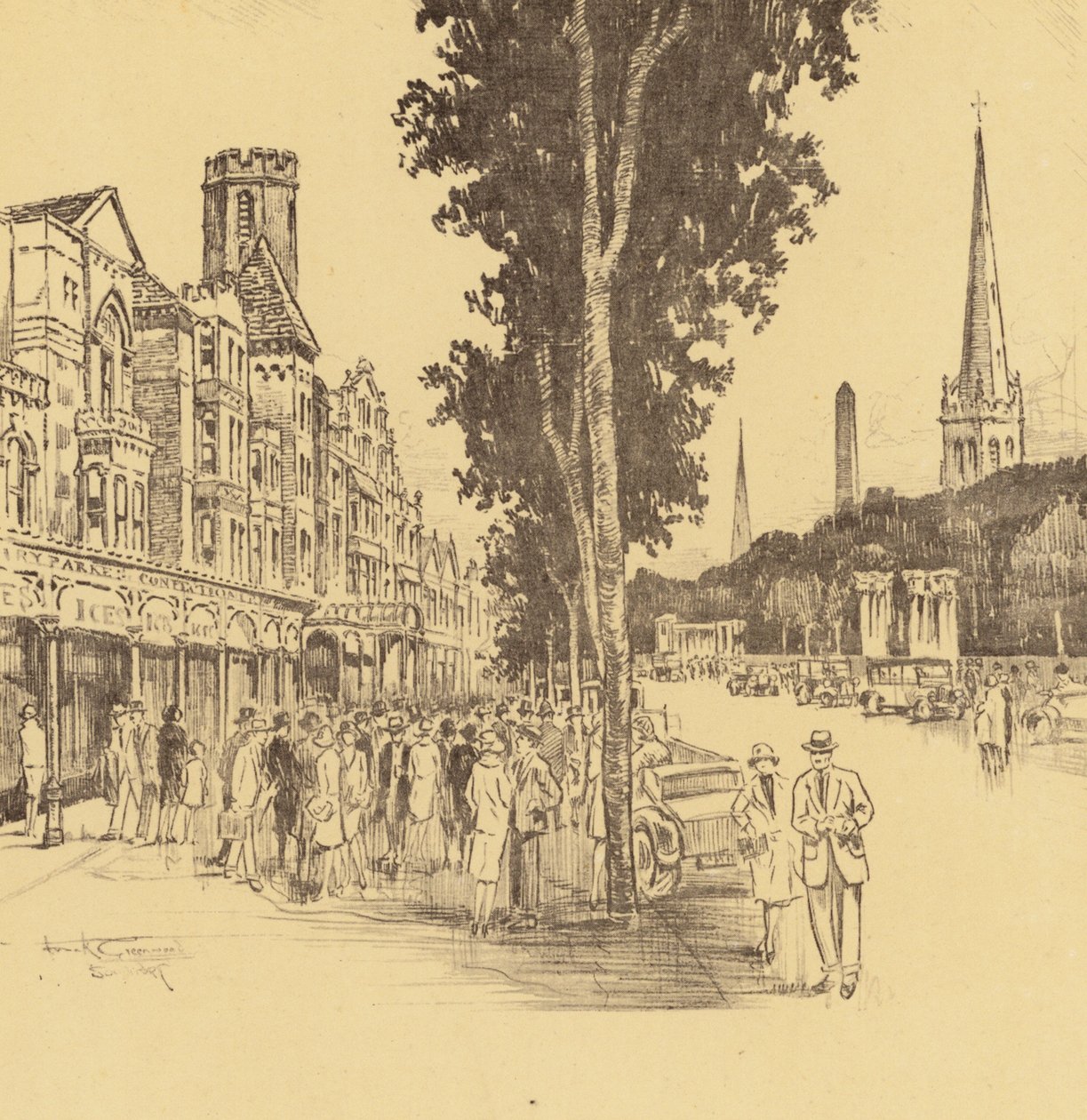 Southport, Lord Street (litografia) autorstwa Frank Greenwood