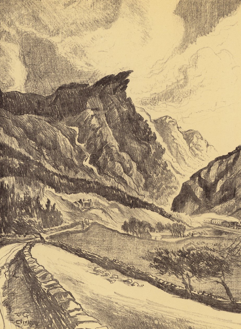 Wąwóz Cliviger (litografia) autorstwa Frank Greenwood
