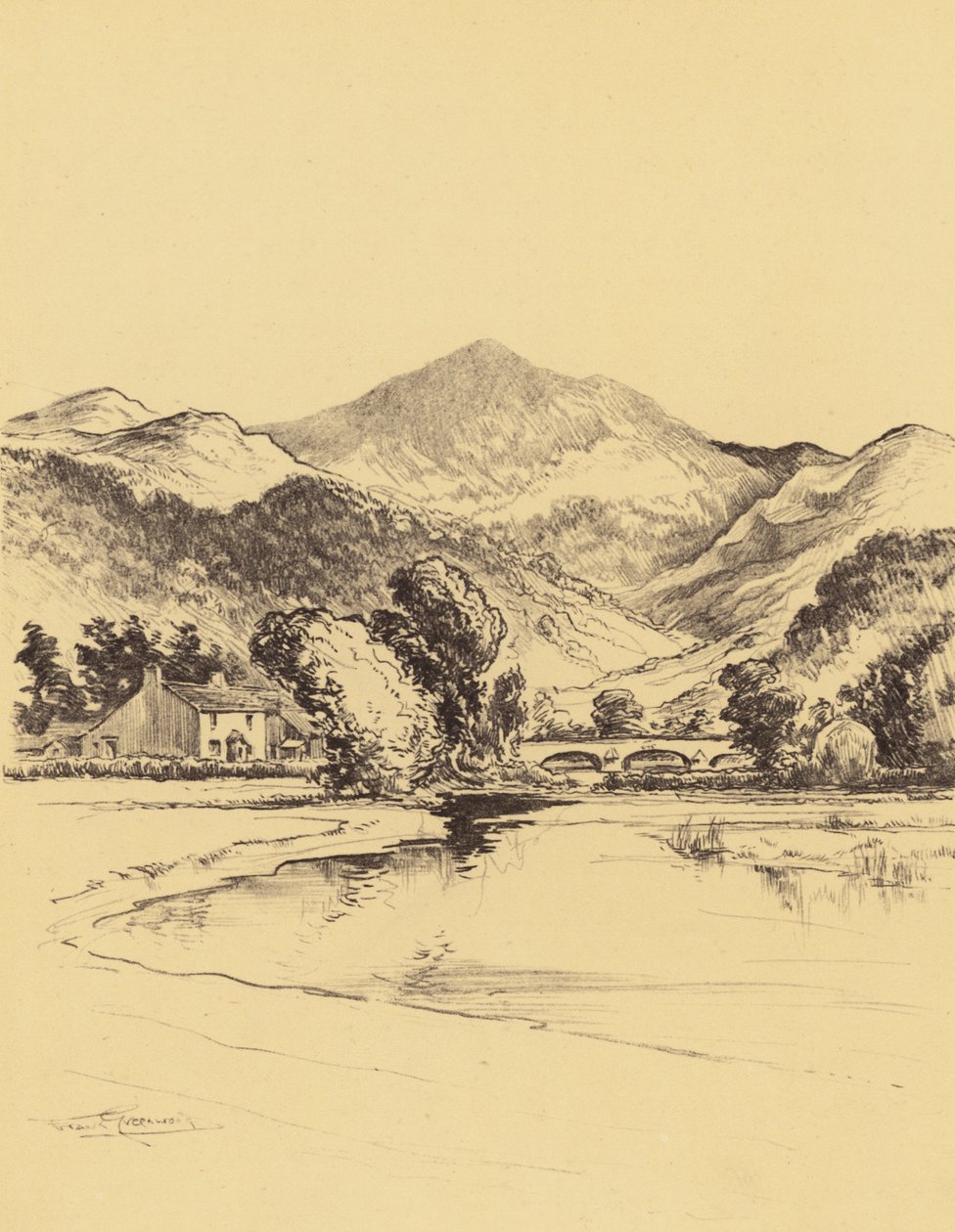 Dolina Duddon (litografia) autorstwa Frank Greenwood